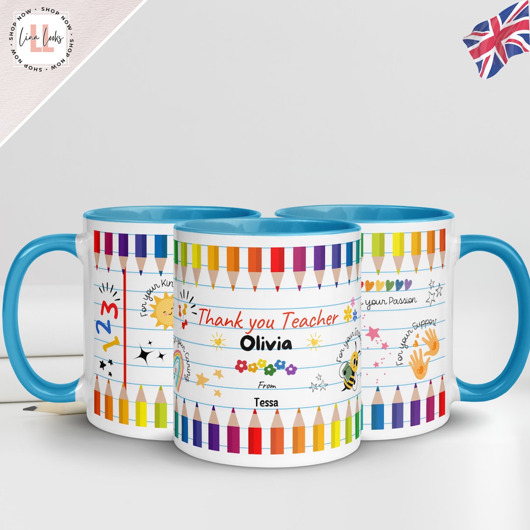 Personalised Teacher Thank You Gift, Custom Teacher Mug With Name ...