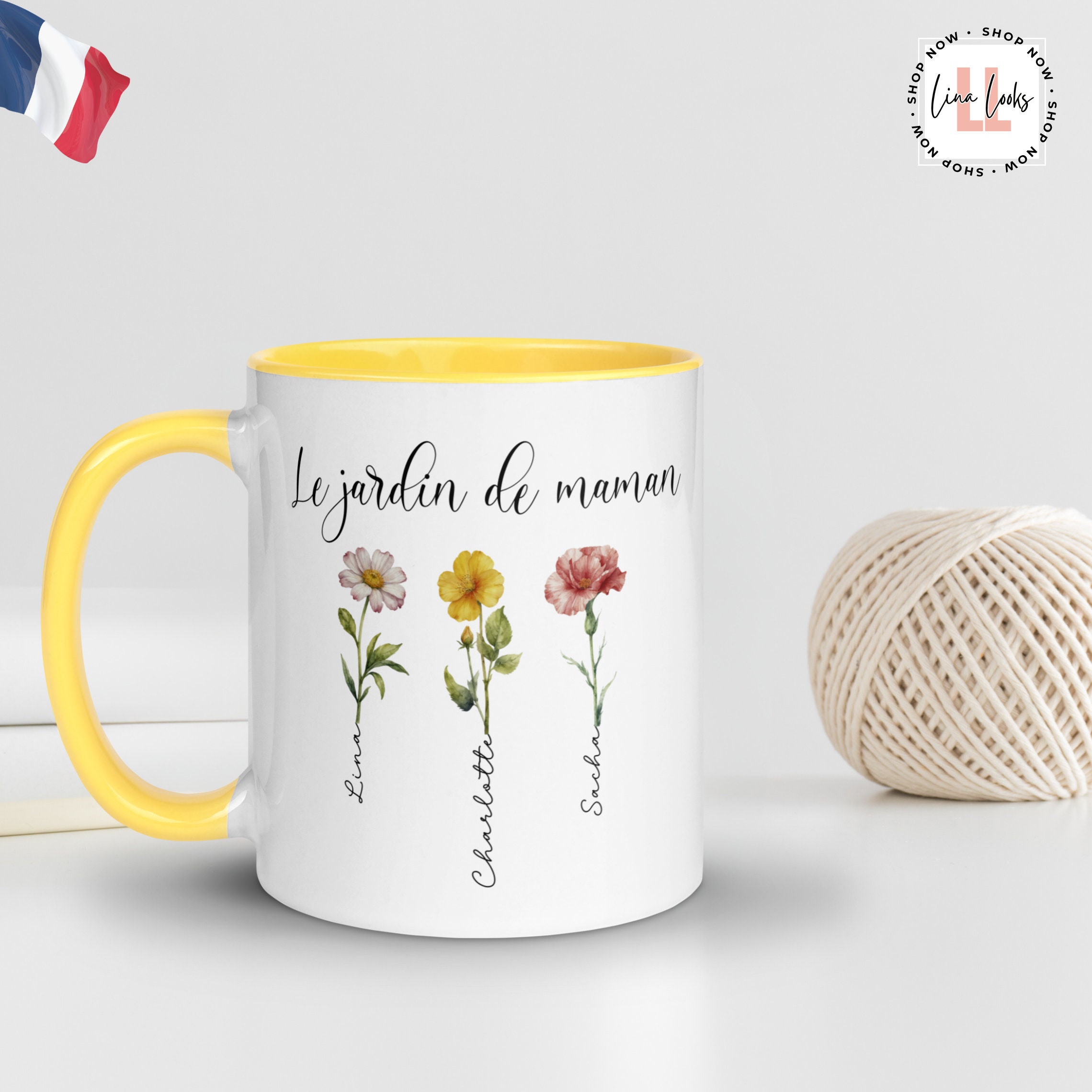 Personalisierte Mamas Garten Kaffeetasse mit Namen, Muttertagsgeschenk für Mama, Personalisierte Geburtsblume Tasse, Geschenk für Mama