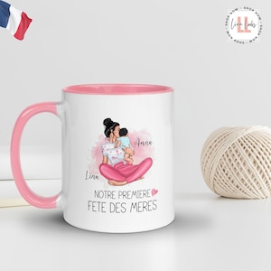 Tasse personnalisée notre première fête des mères  Mug personnalisé avec nom pour nouvelle maman, Cadeaux pour la Fête des Mères