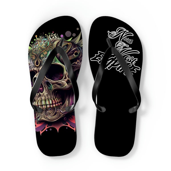 crystal skull flip flops