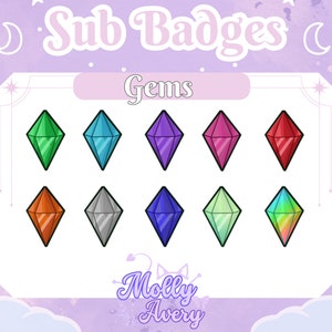 Gemmes | 10 sous-badges Twitch | Insignes de mors | Flux