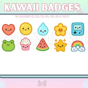 Kawaii inspired badges | 10 Twitch sub badges | Bit badges | Stream Badges