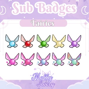 Niedliche Feen | 10 Twitch Sub Badges | Gebissabzeichen | Strom