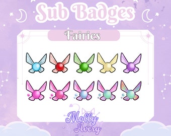 Odznaki Fairy Twitch Sub | 10 uroczych odznak do streamu (natychmiastowe pobranie)