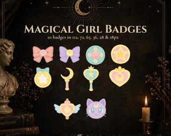 Magical Girl Twitch Sub Badges: Kawaii Sailor Scout Stream Icons (Digitaler Download