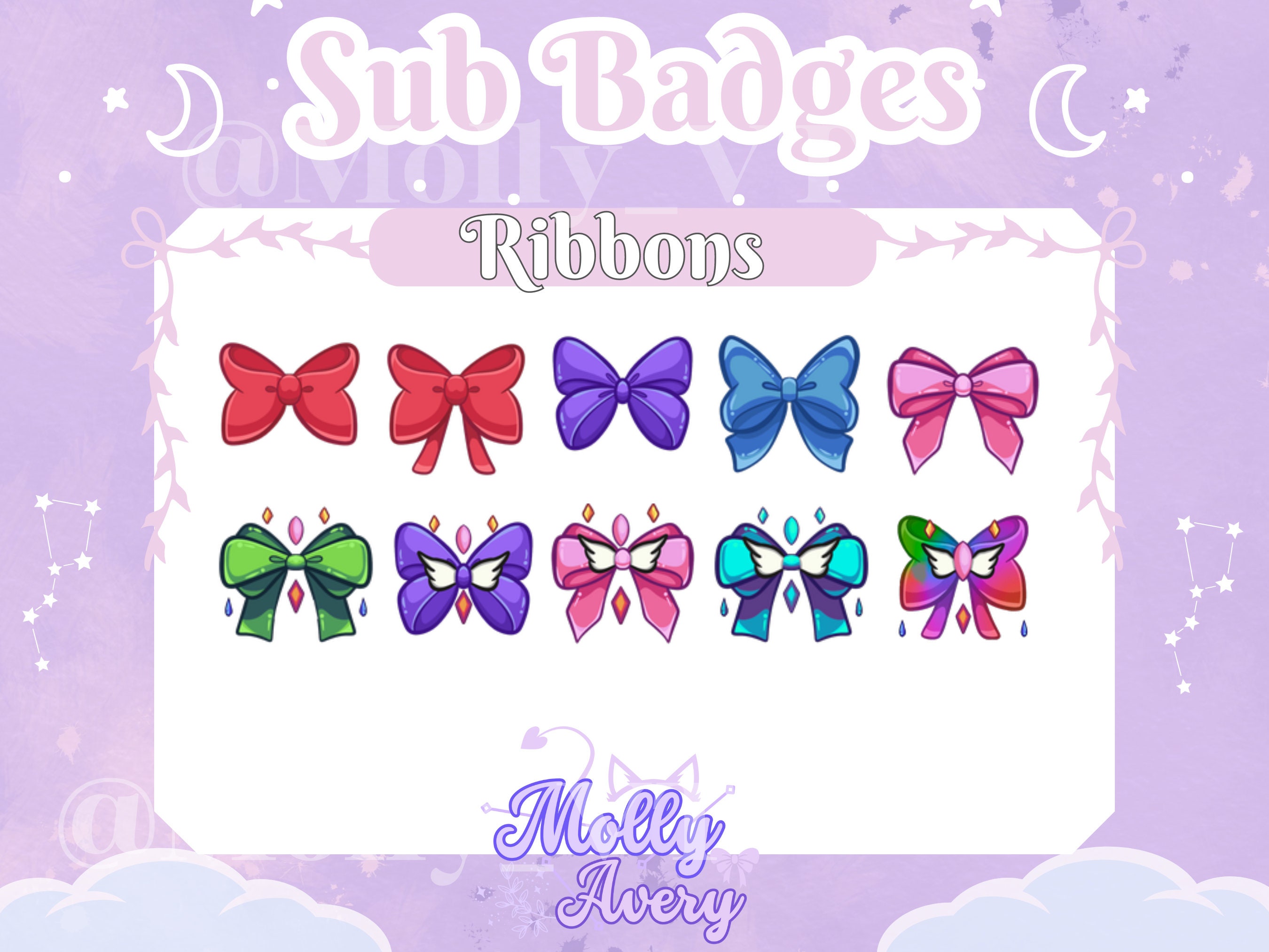 Stream Ribbon Visual Ribbons | 10 Twitch Sub Badges | Bit Badges | Stream Badges - Etsy