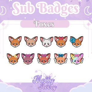 Süße Füchse | 10 Twitch Sub Badges | Gebissabzeichen | Strom