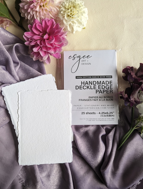 25 Pack 250gsm Ivory Handmade Deckled Edge Paper - Stationery Paper