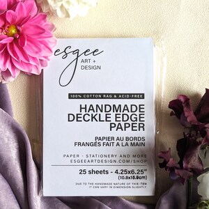 25 Pack 250gsm Ivory Handmade Deckled Edge Paper - Stationery Paper image 2