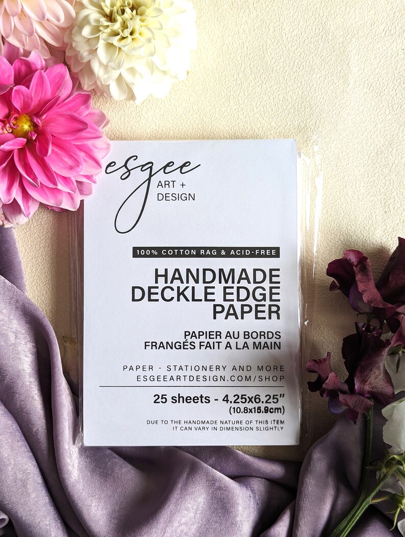 25 Pack 250gsm Ivory Handmade Deckled Edge Paper - Stationery Paper image 2