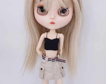 Jupe Blythe | Jupe cargo pour OOAK Blythe Outfit Pullip Vêtements Momoko Vêtements Azone Vêtements| Vêtements Ooak Bjd pour robe Holala Obitsu Yosd