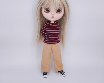 Blythe Pants | Corduroy BJD Pants for Pullip OOAK Blythe Doll Custom Holala Obitsu Momoko Azone | Ooak BJD Trousers for 8 Inch Doll Clothes