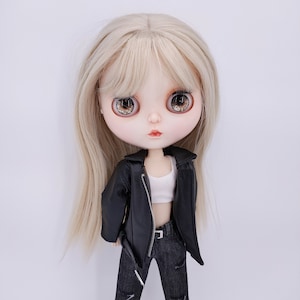 Veste Blythe | Veste BJD en cuir pour Pullip Ooak Blythe personnalisée Holala Obitsu Momoko Azone | Manteau Blythe pour vêtements Ooak Bjd Outfit Blythe