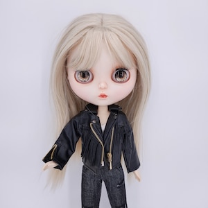 Veste Blythe | Veste BJD en cuir pour Ooak Blythe Custom Pullip Holala Obitsu Momoko Azone | Manteau Blythe pour poupée articulée à rotule Yosd Vêtements