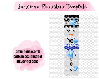 Snowman Rhinestone Pen Template | Christmas | Digital File | PNG | Pen Template | InkJoy Gel Pen | Honeycomb Pattern