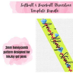 Baseball & Softball Rhinestone Pen Template BUNDLE | InkJoy Gel Pen Template | Includes 3 Templates | Honeycomb Pattern