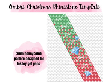 オンブレ クリスマス ラインストーン ペン テンプレート | クリスマス | デジタル ファイル | PNG | ペン テンプレート | InkJoy ジェル ペン | ハニカム パターン