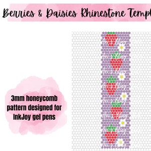 Strawberry & Daisy Rhinestone Pen Template | InkJoy Gel Pen Template | Honeycomb Pattern
