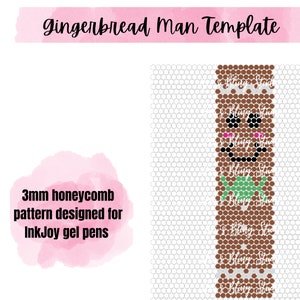 Gingerbread Man Rhinestone Pen Template | Christmas | Digital File | PNG | Pen Template | InkJoy Gel Pen | Honeycomb Pattern