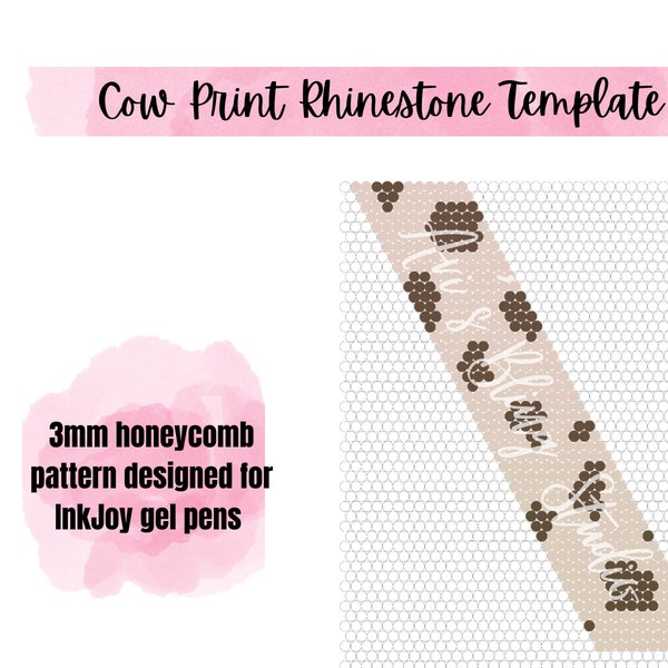 Cow Print Rhinestone Pen Template | InkJoy Gel Pen Template | Honeycomb Pattern