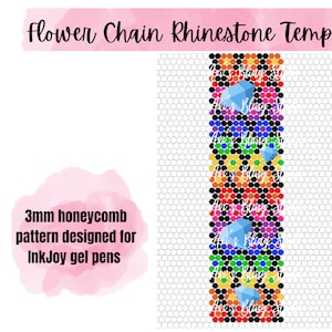 Rainbow Flower Chain Rhinestone Pen Template | InkJoy Gel Pen Template | Honeycomb Pattern