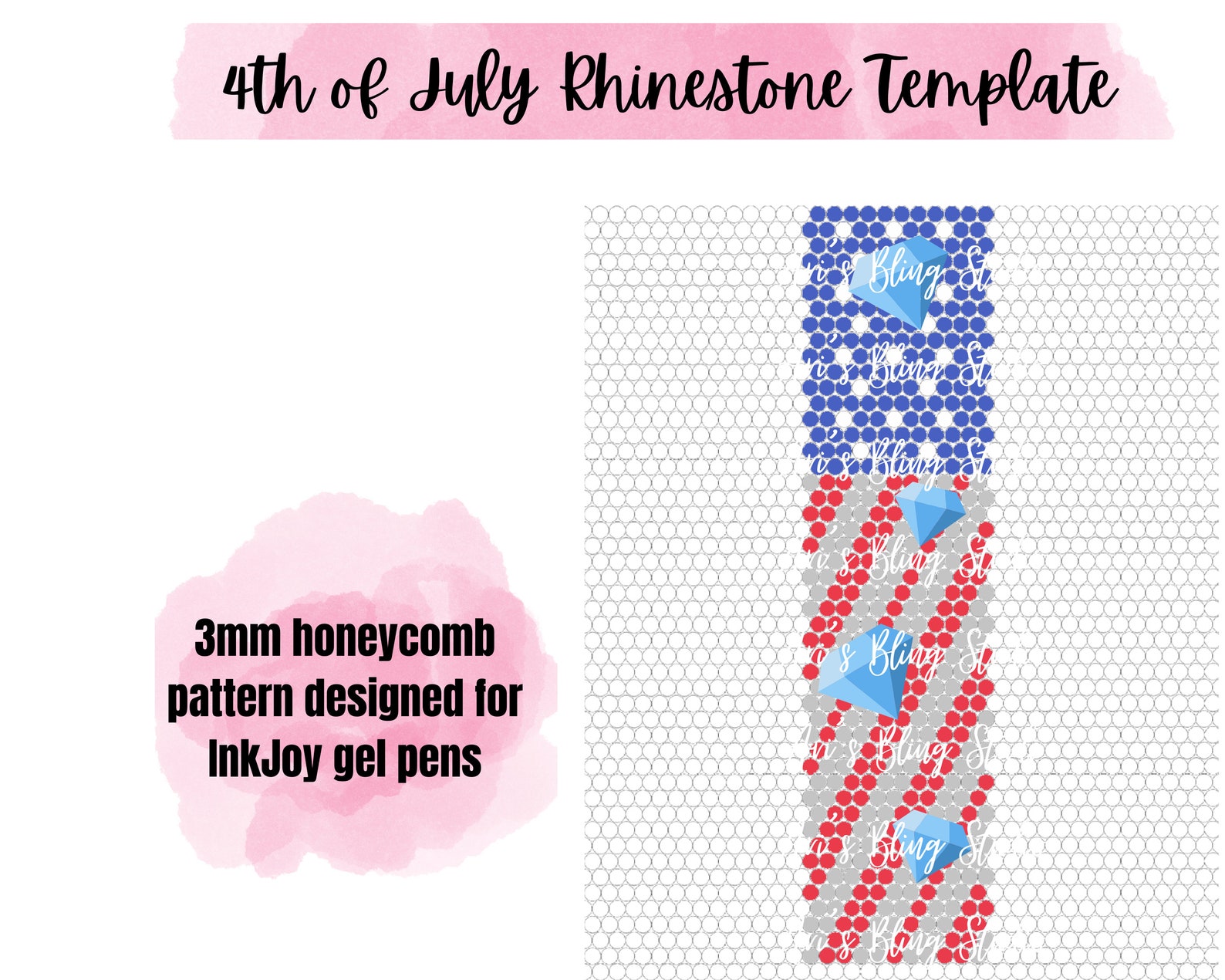 4th of July Rhinestone Pen Template | Inkjoy Gel Pen Template ...