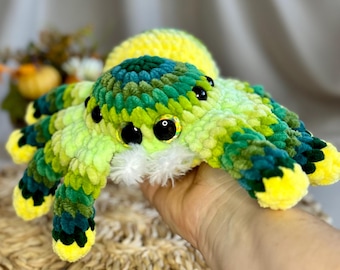 Peluche de araña de ganchillo Lime Zing – Peluche Kawaii hecho a mano