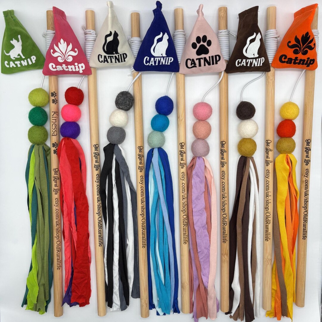 Cat Wand and Canadian Catnip Personalised Interactive Cat Toys Fishing ... - Senior Cat Mood Enhancers With Catnip