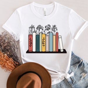 Wildflower Book Shirt, Teacher Gift Idea, Reading Shirt, Book Lover Shirt, Gift For Bookworms, Books With Flowers, Gift For Book Lover, Book