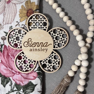 Rattan Flower Baby Name sign, birth announcement sign