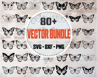 Butterfly SVG Bundle, Butterfly Silhouettes and Clipart,Digital Cut Files for Cricut and Silhouette, Butterfly Vector, png dxf svg