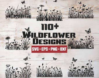Wild Flowers SVG Bundle, Clipart for Cricut, Laser Cut, High Quality Silhouette Graphics, png SVG eps DXF Vector