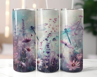 Dragonfly Tumbler Designs,20oz Skinny Tumbler Sublimation Design,sublimate Tumbler PNG print Digital Download