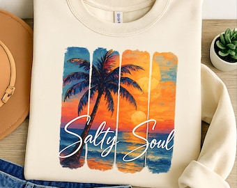 Retro Salty Soul Png, Summer Vibes Png, Summer Beach Png Shirt, Design maglietta estate salata Design maglietta retrò, Salty Summer Sea Salt Sand Png