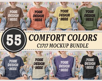 Easter t shirt mockup Comfort Colors C1717 T-shirt Mockup Bundle, Neutral Minimal Trendy Summer Fall Long Shirt Mock