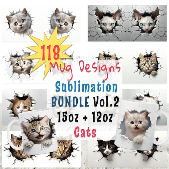 118 3D Cat Mug PNG, mug Sublimation Design, about 40 breeds, mug Designs, mug Sublimation Design, Instant Download, Commercial Use Png