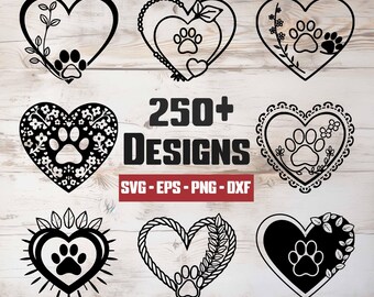 Heart Paw SVG Bundle, Heart Paw Vector, Heart Paw Silhouette, Heart Paw Clipart - digital download svg, png, eps, dxf, svg files for cricut