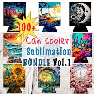 100+ PNG Can Cooler Sublimation Design vol 1, can cooler Designs, Round Sublimation Design, Instant Download, Commercial Use Png
