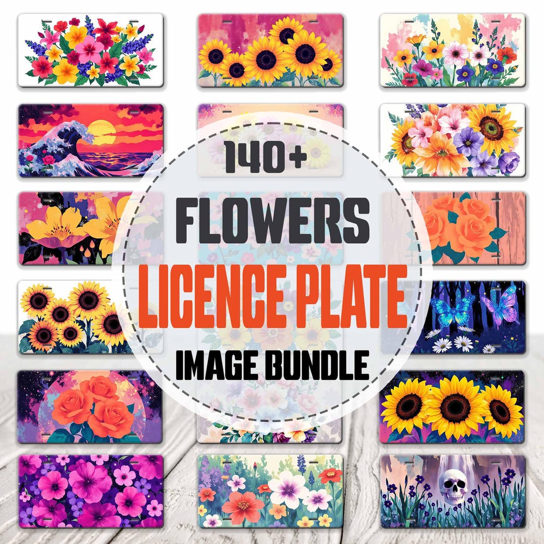 Flower Licence Plate Sublimation Design, Licence Plate Designs, Licence ...