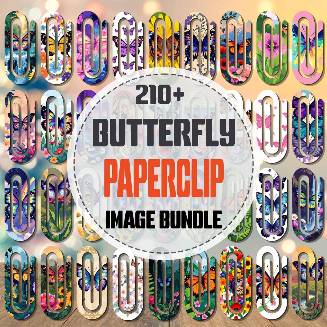 Butterfly Jumbo Paper Clip Bookmark Png Bundle | Paper Clip Png | Jumbo ...
