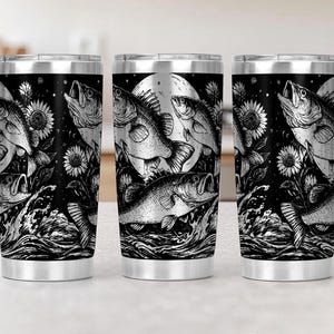 Bass fishes Wrap Laser Svg 20oz Laser Engraved Tumbler Wrap Fishing Floral Laser Engraving Svg Flowers 20 oz Tumbler Laser Svg Design