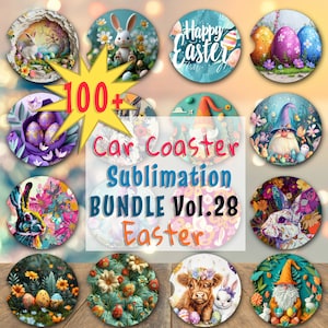 100 Easter Car Coaster Sublimation Design, Car Coaster Designs, Round Sublimation Design, Instant Download, Commercial Use Png