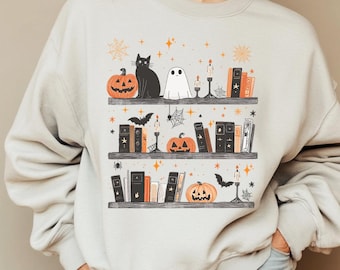 Cozy Halloween Bookshelf Png, reader Book Club Sublimation Design, Ghost Bookish, Fall,Autumn,Trendy Reading, T-Shirt Digital Download, DTF