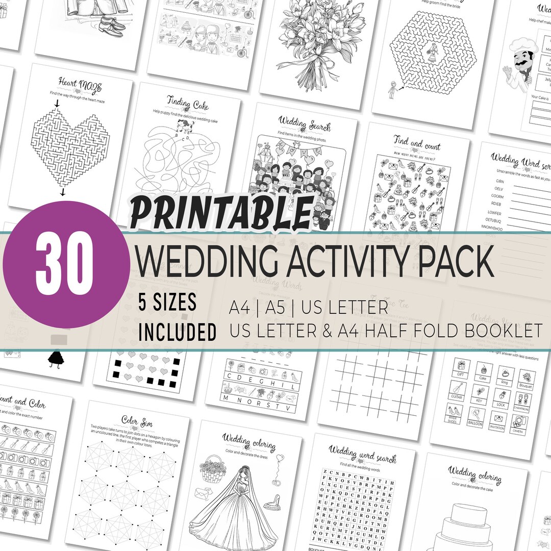 Kids Wedding Activity Pack PRINTABLE Digital Coloring Book for Kids ...