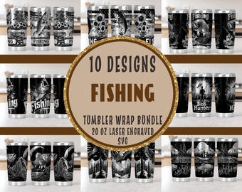 Fishing Tumbler Wrap Laser File Svg Bundle 20oz Tumbler Laser Engraved Svg Bass Fisherman 20 oz Tumbler Laser Svg Design Laser Engraving Svg