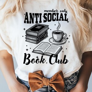 Anti Social Book Club PNG, Introverted Reader Sublimation, Bookish Shirt Design, Vintage Romance, Retro Wavy Book Lover Digital Download