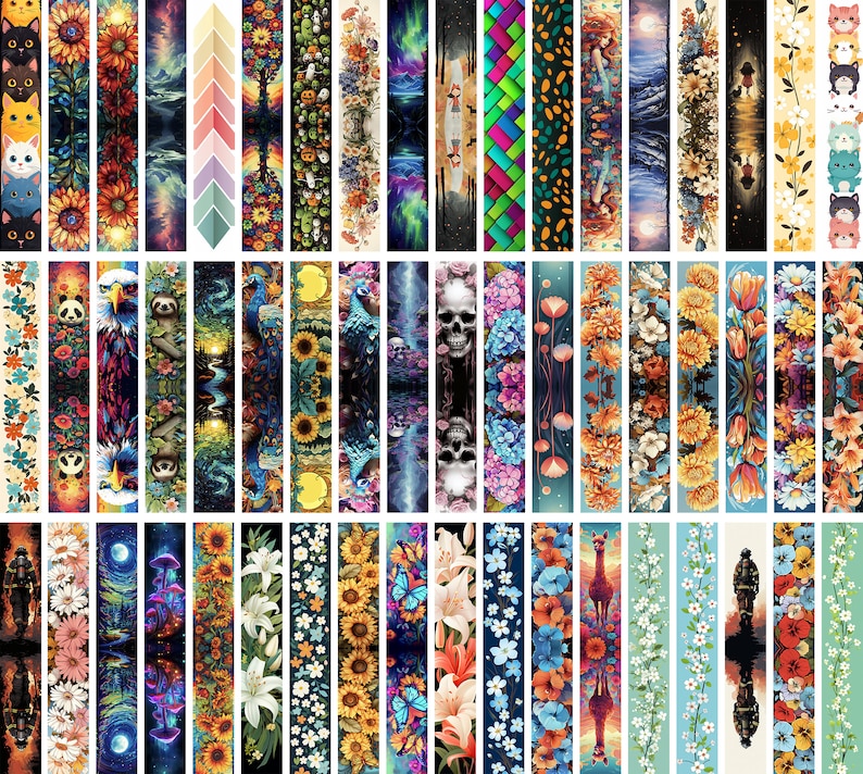 May include: A collection of 40 digital designs featuring various patterns and images, including sunflowers, butterflies, peacocks, skulls, sloths, and more. These designs are perfect for creating unique and personalized projects.