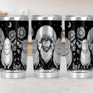 Highland cow Wrap Laser Svg 20oz Laser Engraved Tumbler Wrap Floral Laser Engraving Svg Flowers 20 oz Tumbler Laser Svg Design
