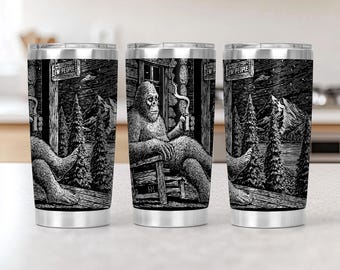 Bigfoot 20oz Tumbler Full Wrap Laser svg, Sasquatch Laser Cut Design for DIY Projects, Ew People Funny Camping Rotary Engraving Design