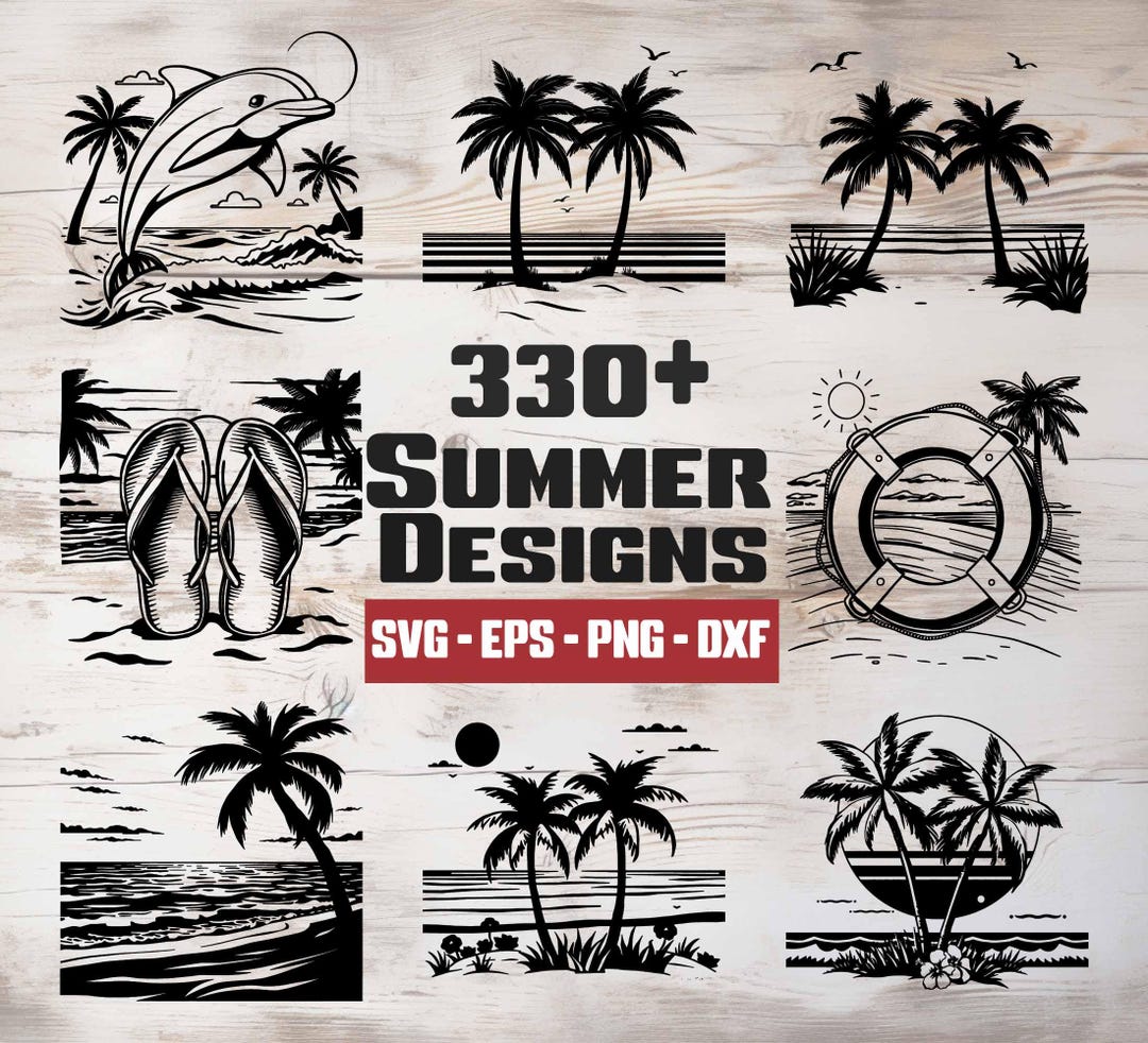 Summer Beach SVG Bundle, Tree Clipart for Cricut, Laser Cut, High ...